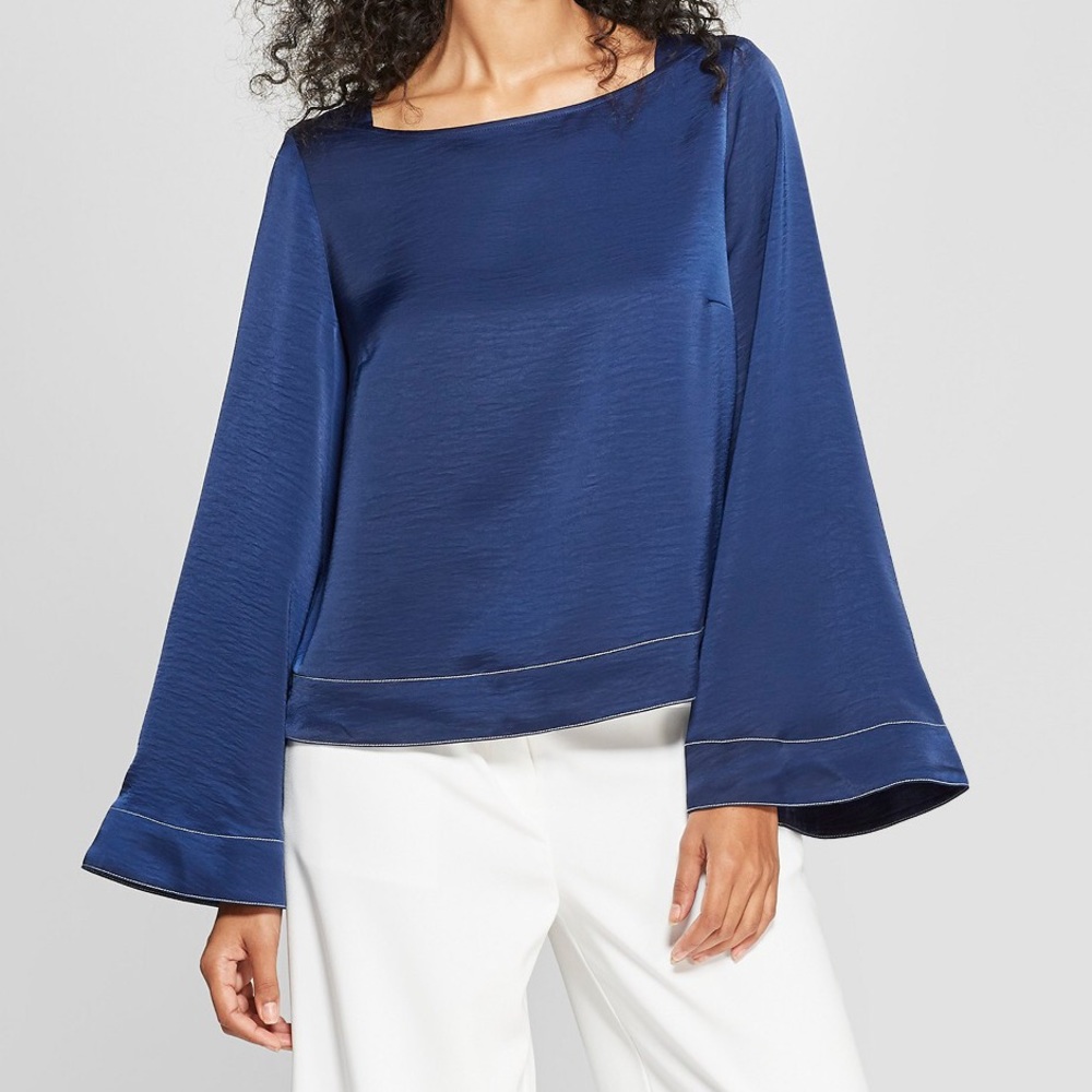 Long Wide Sleeve Square Neck Blouse